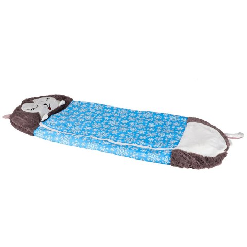 Śpiwór do spania dla dzieci turystyczny poduszka 2w1 135x50cm niebieski