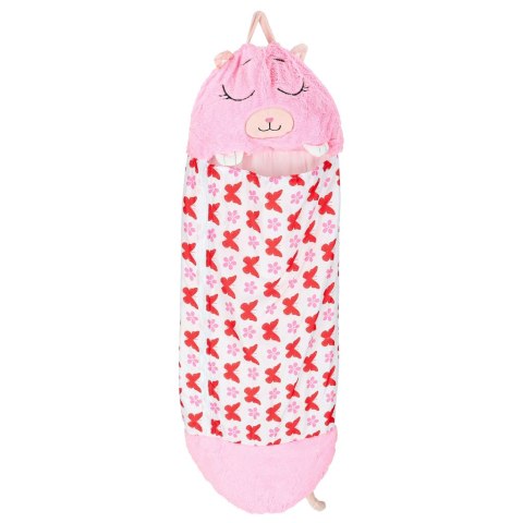 Śpiwór do spania dla dzieci turystyczny poduszka 2w1 135x50cm różowy