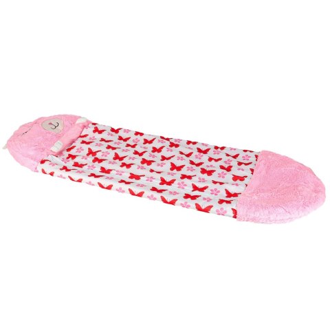 Śpiwór do spania dla dzieci turystyczny poduszka 2w1 135x50cm różowy